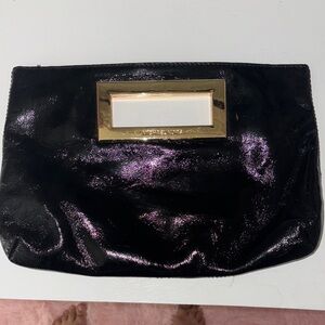 Michael Kors Black Clutch Bag with Gold Accent